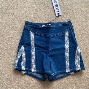 NWT iamgia denim lace shorts